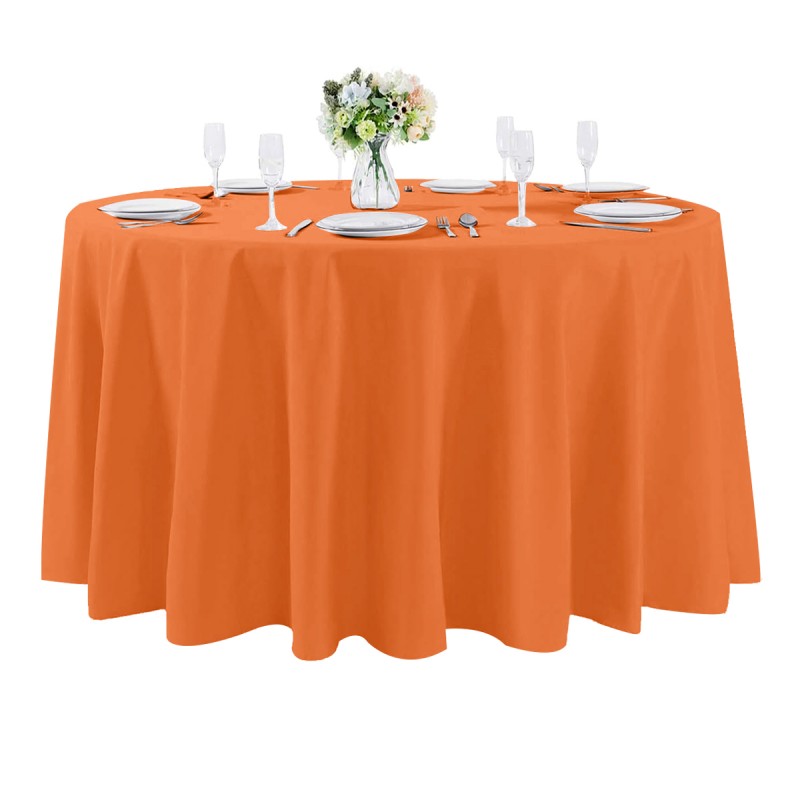108 Inch Round Polyester Tablecloth Orange