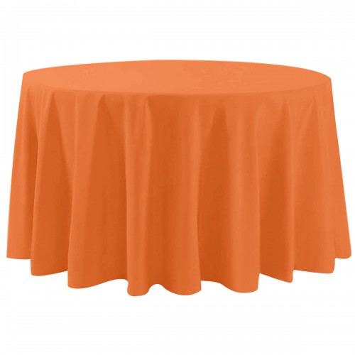 108 Inch Round Polyester Tablecloth Orange 