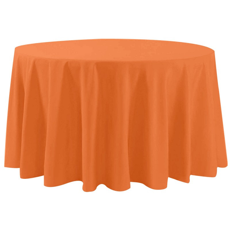 120 Inch Round Polyester Tablecloth Orange 