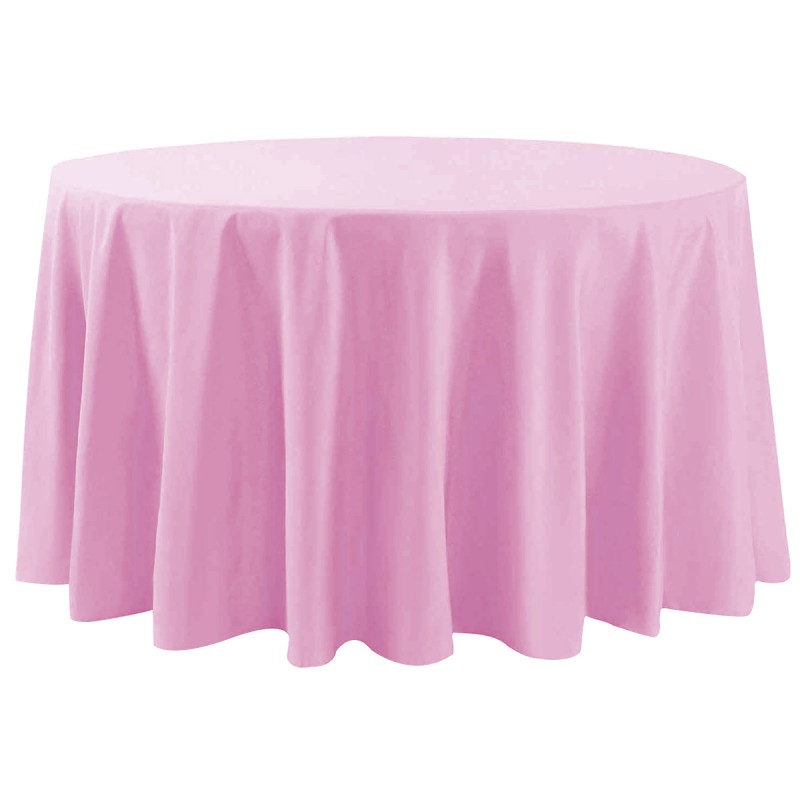 108 Inch Round Polyester Tablecloth Pink 