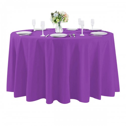 108 Inch Round Polyester Tablecloth Purple