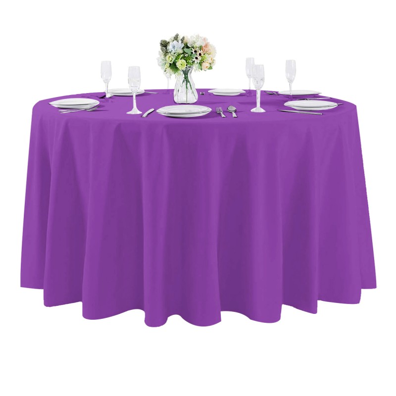 108 Inch Round Polyester Tablecloth Purple