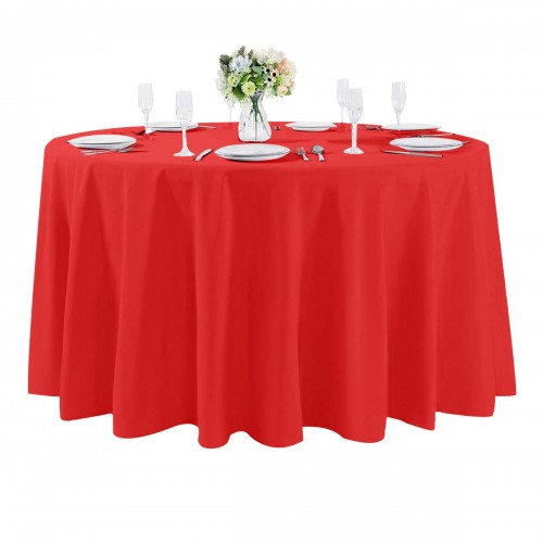 108 Inch Round Polyester Tablecloth Red