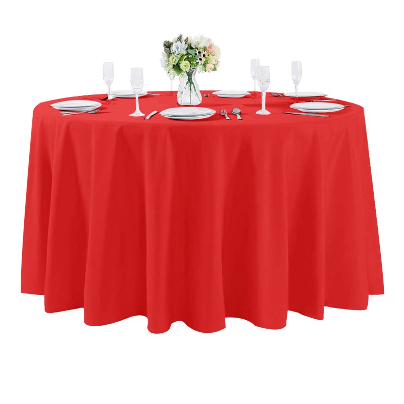 108 Inch Round Polyester Tablecloth Red 