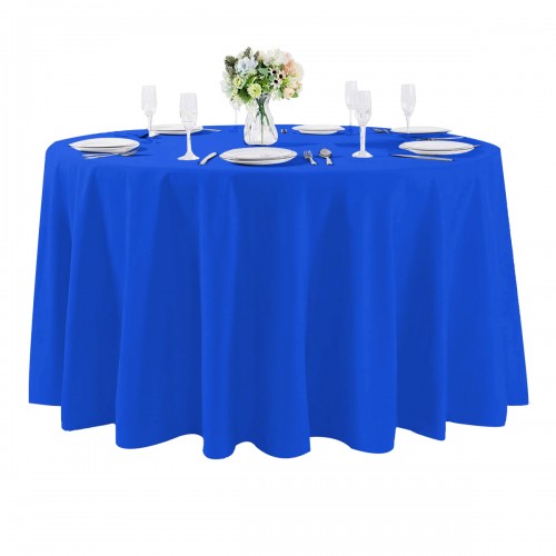108 Inch Round Polyester Tablecloth Royal Blue