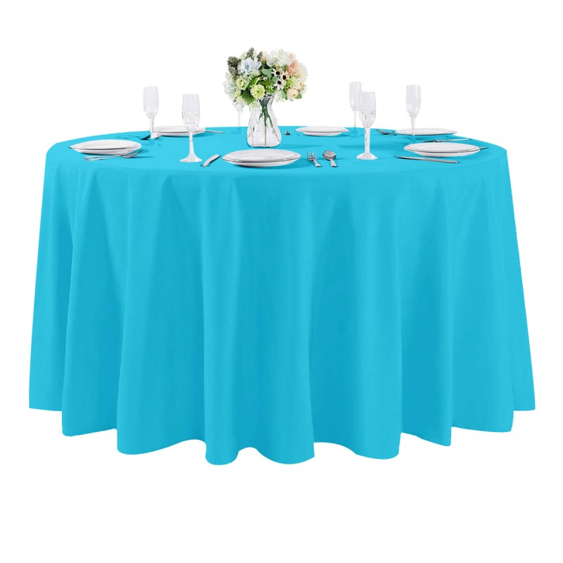 108 Inch Round Polyester Tablecloth Turquoise 