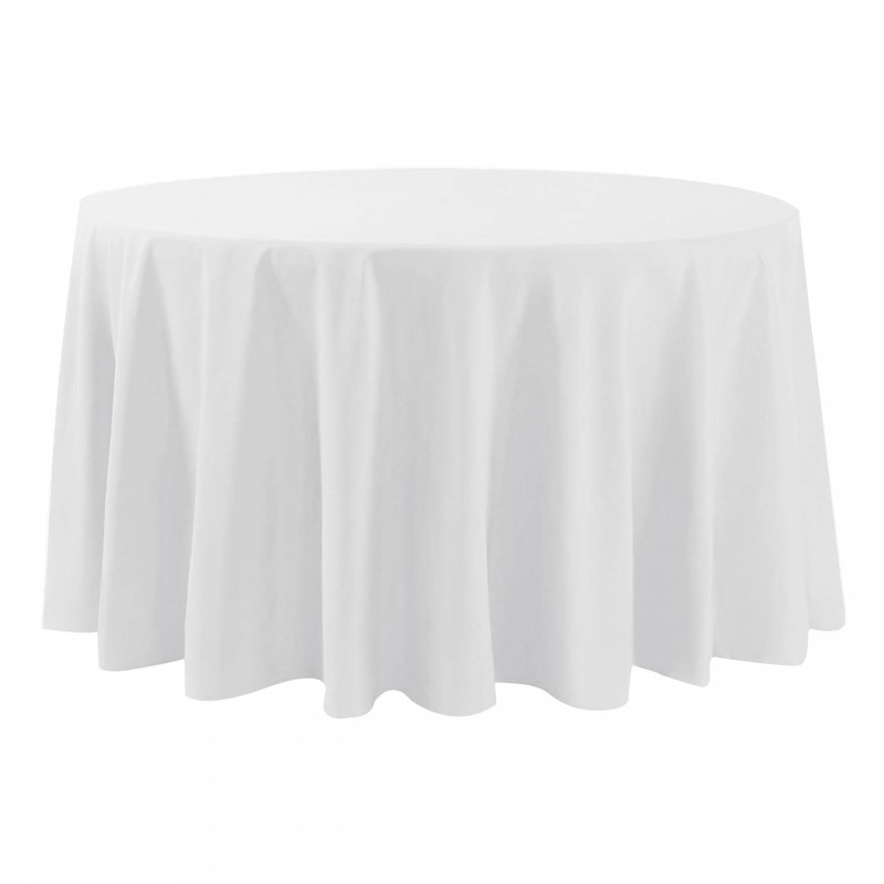 120 Inch Round Polyester Tablecloth White 