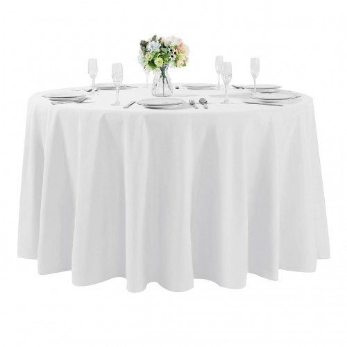 90 Inch Round Polyester Tablecloth White 