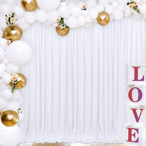 Voile Sheer Drape/Backdrop 10 ft x 116 Inches White