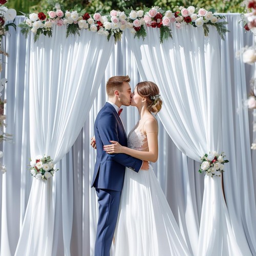 Voile Sheer Drape/Backdrop 8 ft x 116 Inches White