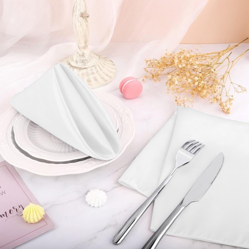 15.75 Inch Satin Cloth Napkins White 