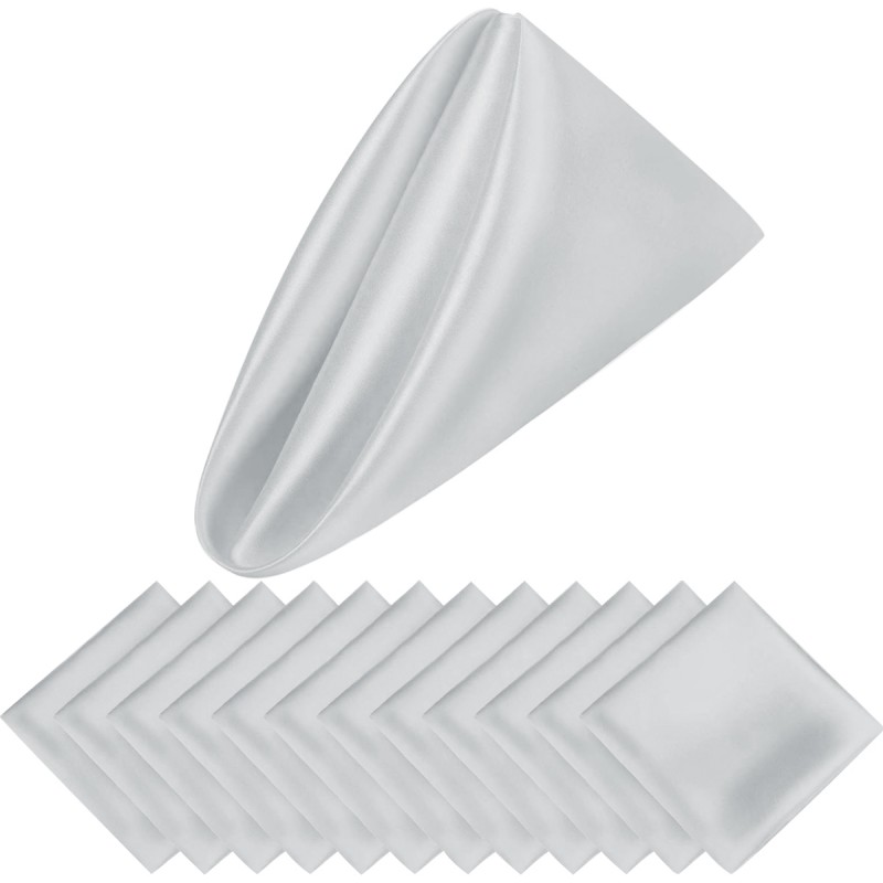 15.75 Inch Satin Cloth Napkins Silver 