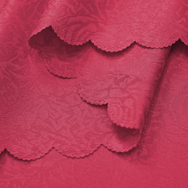 70" x 52"  Oval Jacquard Tablecloth Peony Damask Patterns Table Cloth Burgundy 
