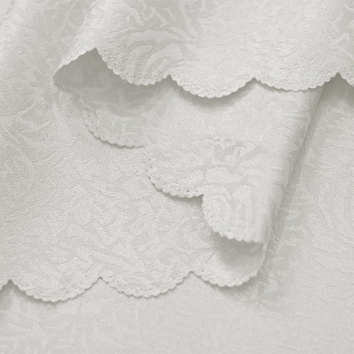70" x 52"  Oval Jacquard Tablecloth Peony Damask Patterns Table Cloth Ivory 