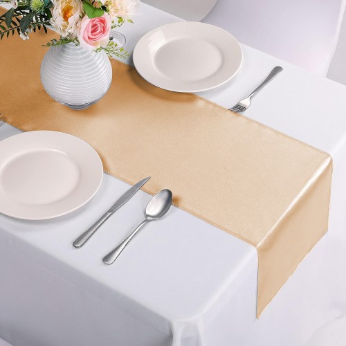 14 x 108 Inch Satin Table Runner Champagne