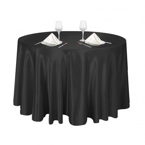120 Inch Round Satin Tablecloth Black