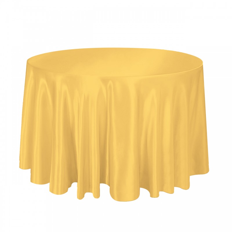 120 Inch Round Satin Tablecloth Gold