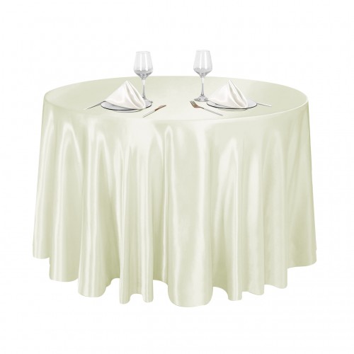 120 Inch Round Satin Tablecloth Ivory 