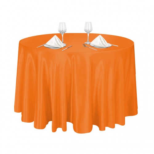 120 Inch Round Satin Tablecloth Orange 