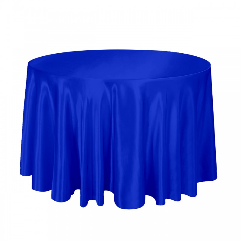 120 Inch Round Satin Tablecloth Royal Blue 