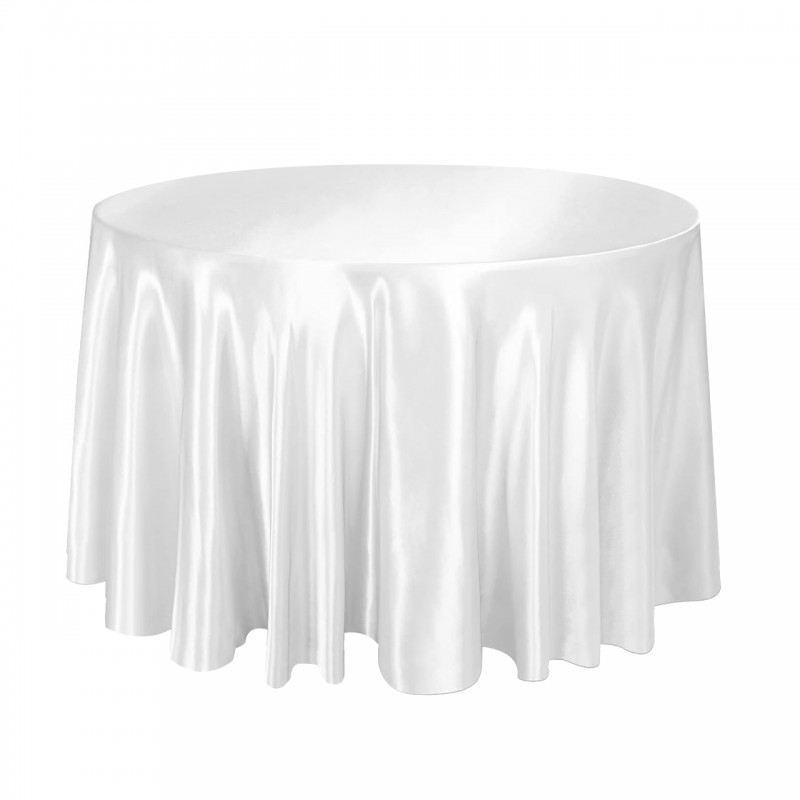 120 Inch Round Satin Tablecloth White 