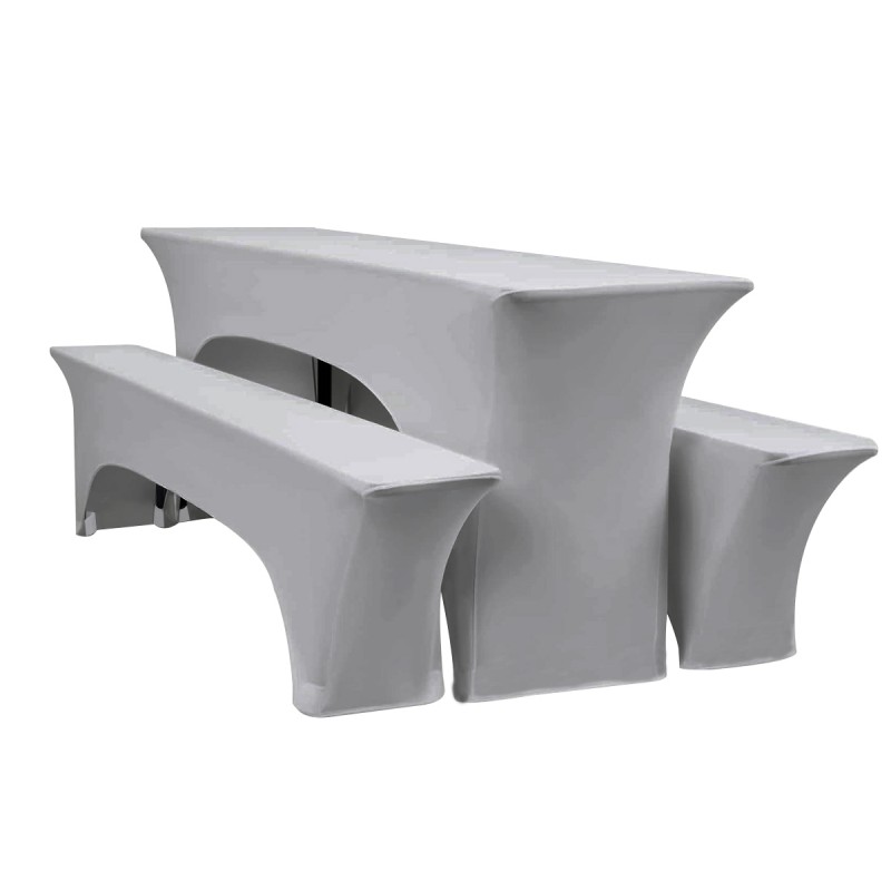 Set Of 3 Beer Table Covers Light Gray 