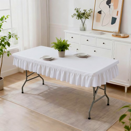 6ft White Stretch Tablecover 