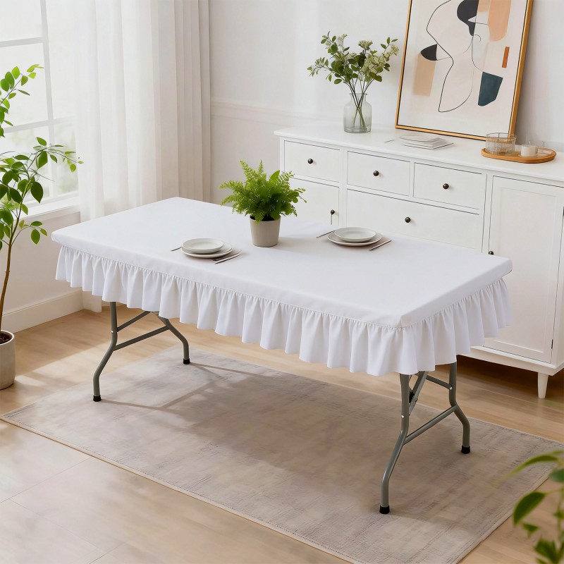 6ft White Stretch Tablecover 